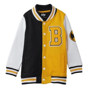 Official Batman: 39 Boys Long Sleeve Button Front Regular Fit Graphic Print Cotton Varsity Jackets Boys Cotton Funky Jackets Kids Varsity Sports Style Coats Children's Outdoor