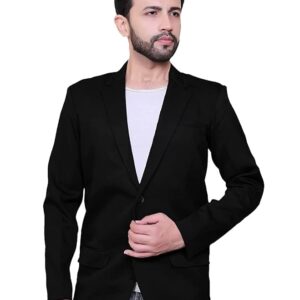 Firm Stylish Black Advocate Blazer for Men Single Breasted Regular Fit Latest Coat for Wedding Party and Office Wear (Blazer)