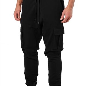 Men's Cotton Solid Men Stylish Cargo Black Track Pants