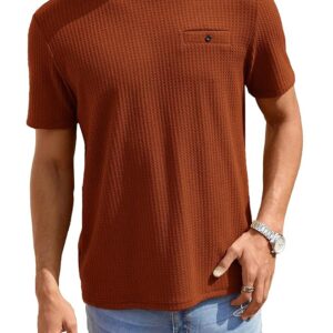 Men's Waffle Knitted Crew Neck Regular Fit Tees
