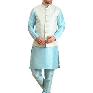 Men's Silk Blend Kurta Pajama with Designer Ethnic Nehru Jacket